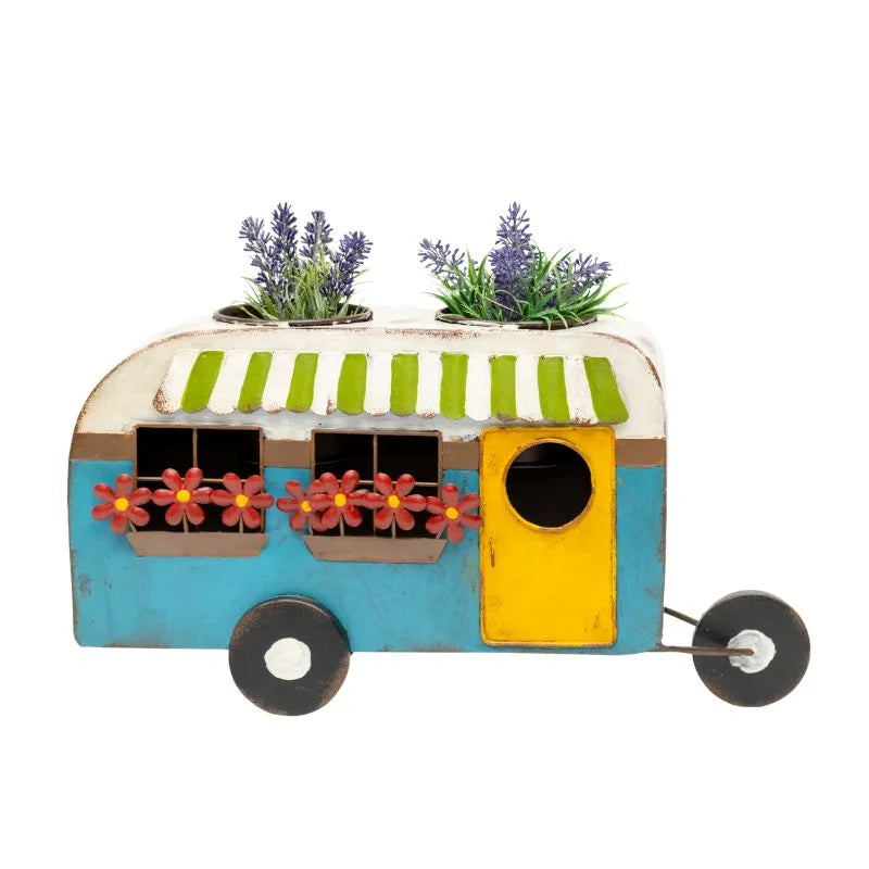 Colourful Caravan Double Pot Planter 43cm - Home & Garden >