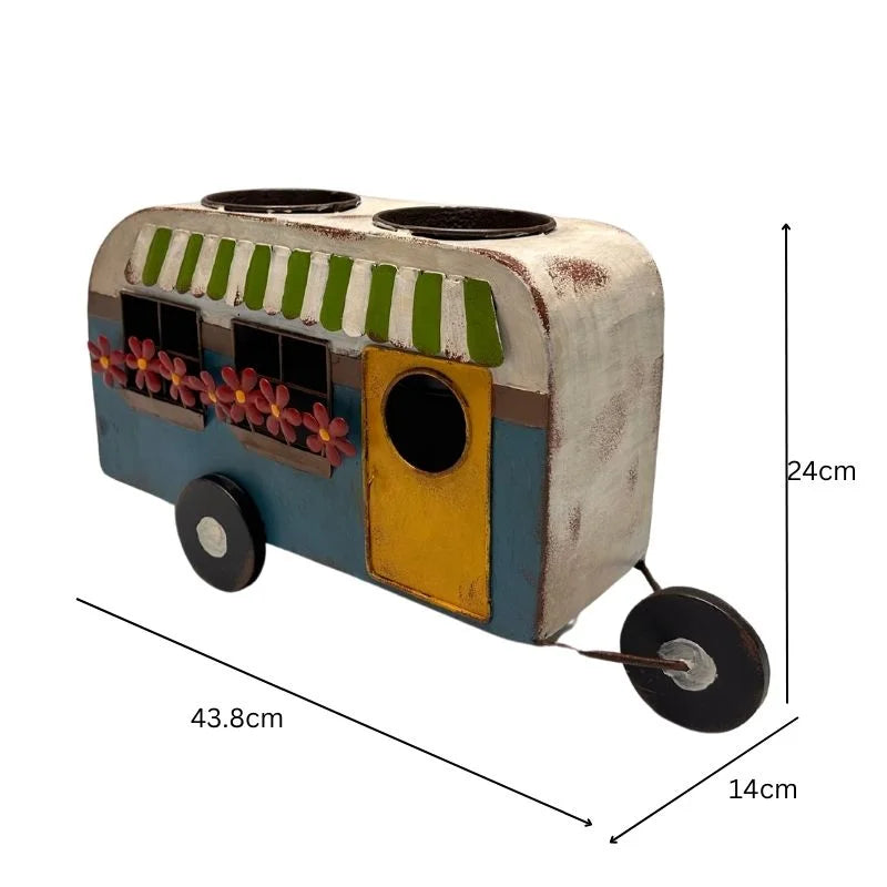 Colourful Caravan Double Pot Planter 43cm - Home & Garden >