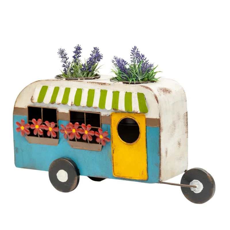 Colourful Caravan Double Pot Planter 43cm - Home & Garden >