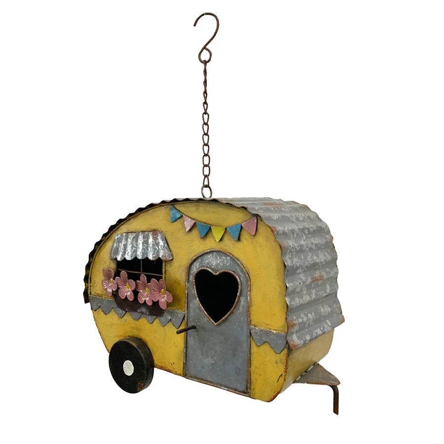 Colourful Caravan Hanging Birdhouse 30cm - Home & Garden >