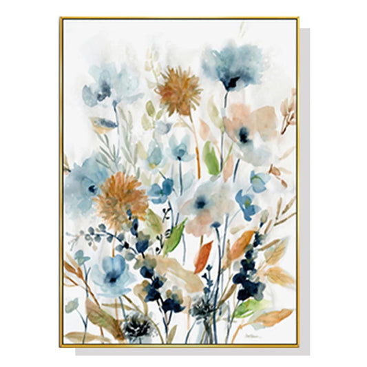 Colourful Floras Watercolour Style I Wall Art - Gold Frame