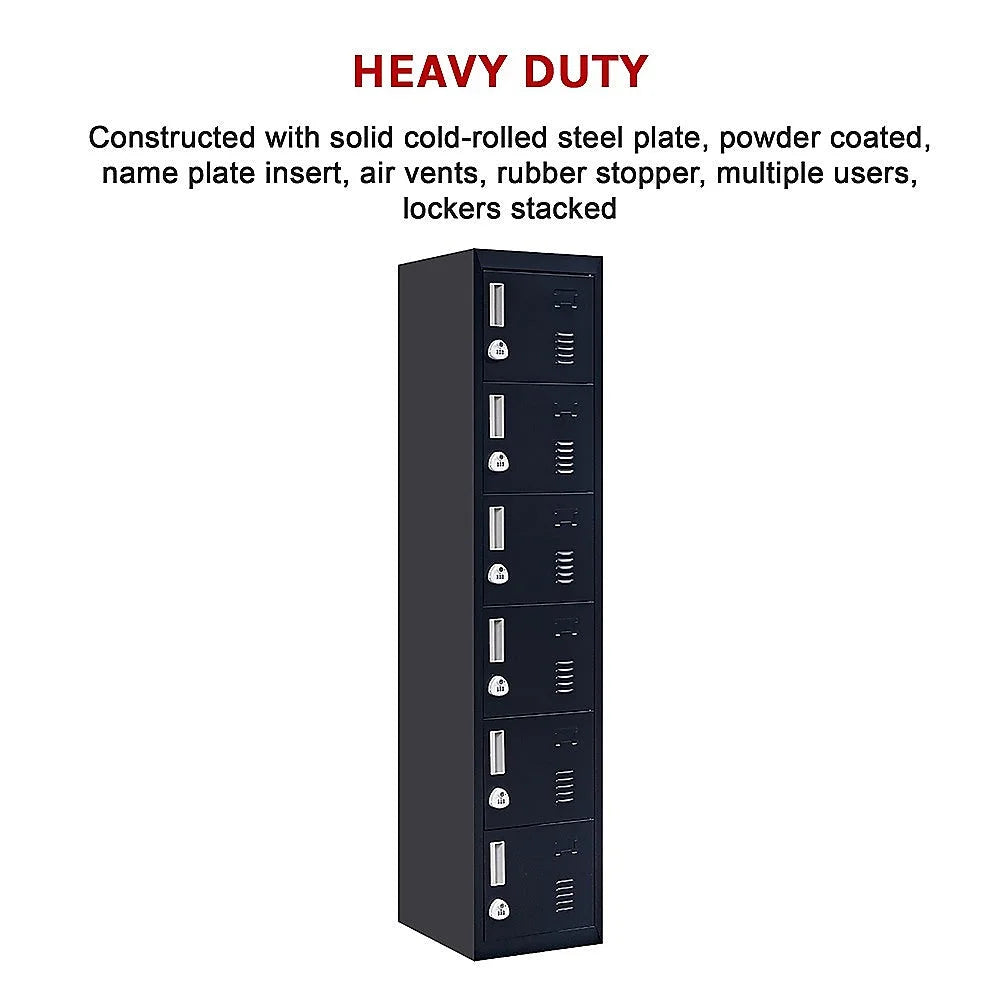 Combination Lock 3-Digit 6-Door Locker for Office Gym Shed