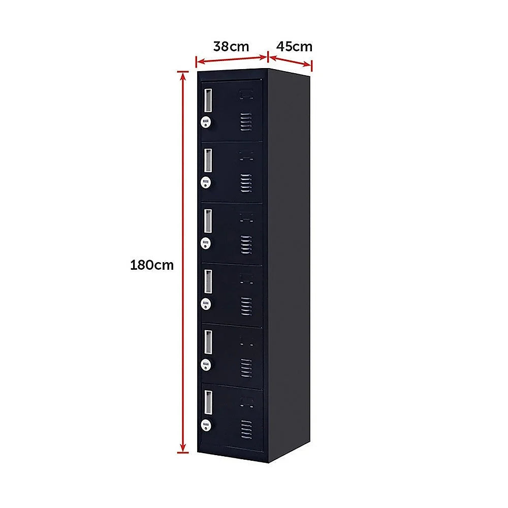 Combination Lock 4-Digit 6-Door Locker for Office Gym Shed