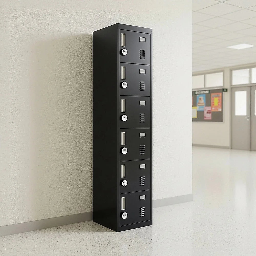 Combination Lock 4-Digit 6-Door Locker for Office Gym Shed