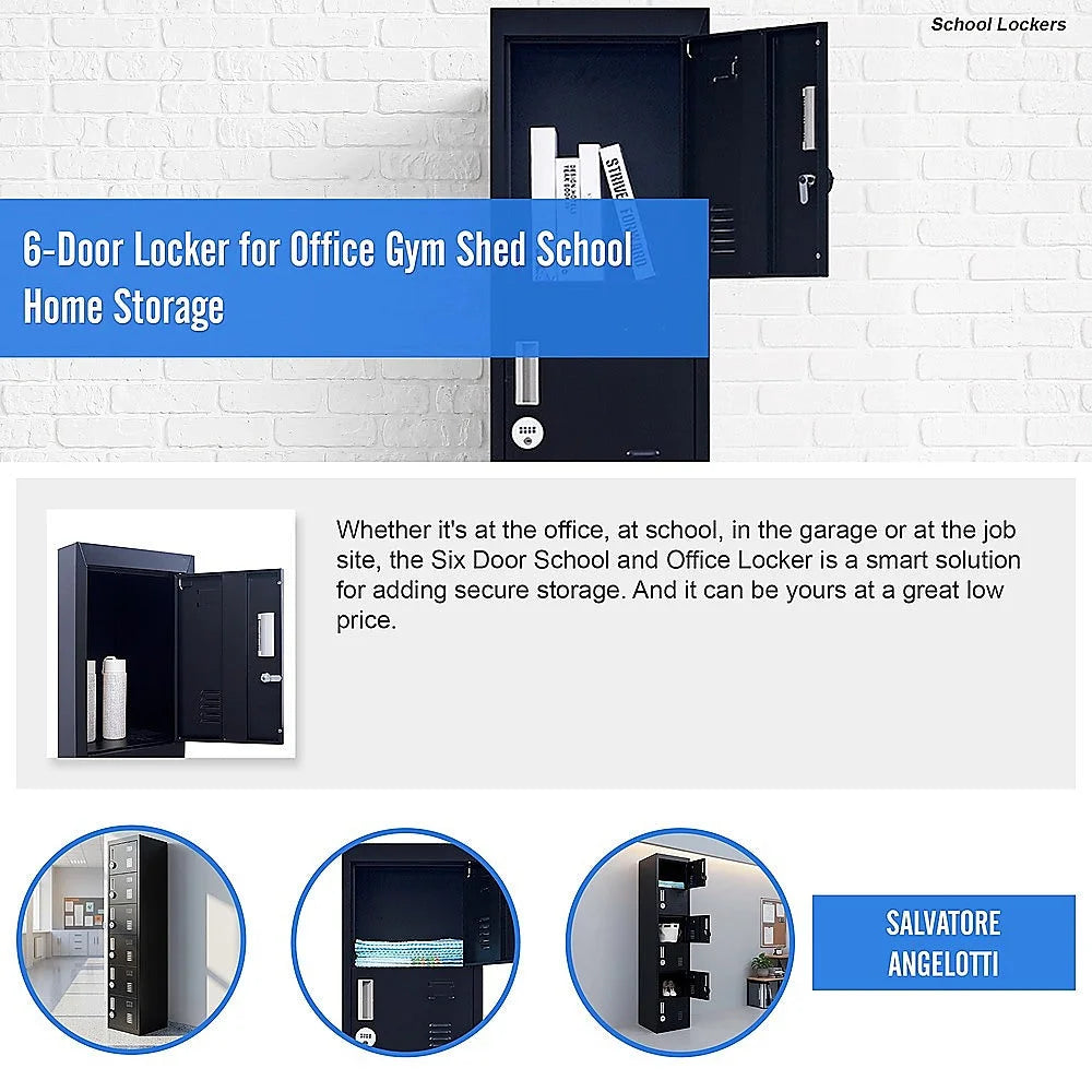 Combination Lock 4-Digit 6-Door Locker for Office Gym Shed