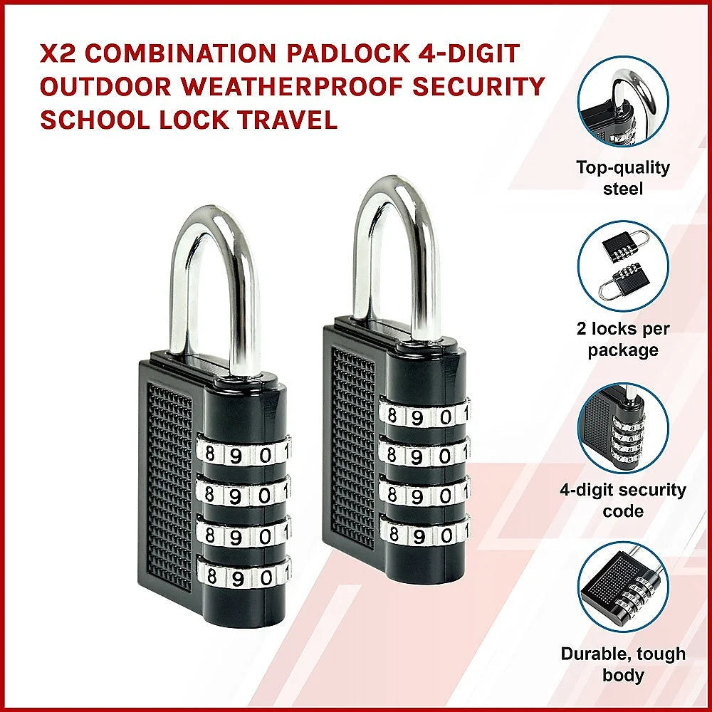 Combination Padlock X2 4-Digit Outdoor Weatherproof