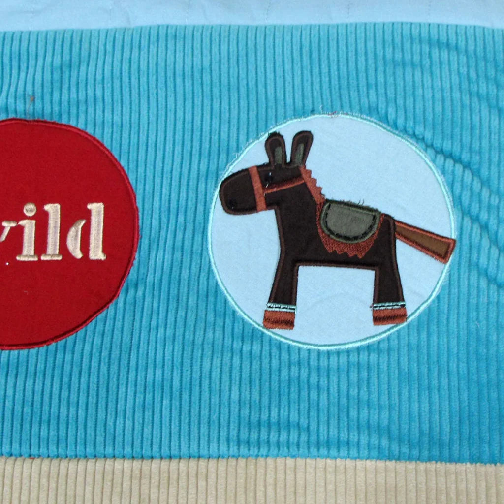 Comforter Happy Kids Wild Wild West Blue Embroidered
