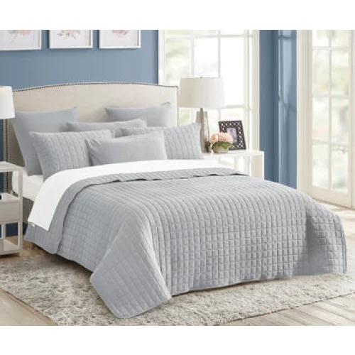 Comforter Set 7 Piece Vintage Stone Wash Queen Silver