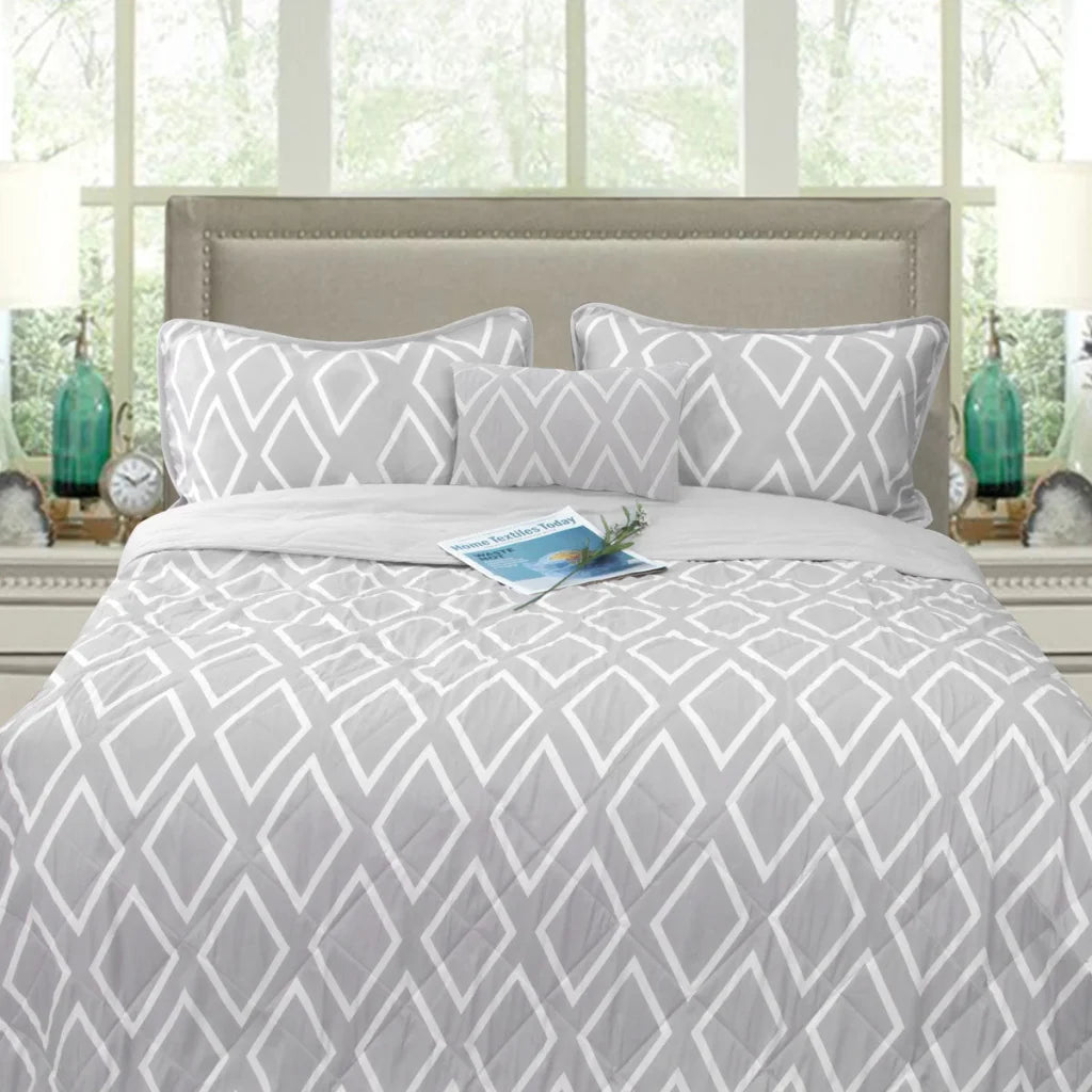 Comforter Set Ramesses Alena Silver 4 Pcs Ultrasonic