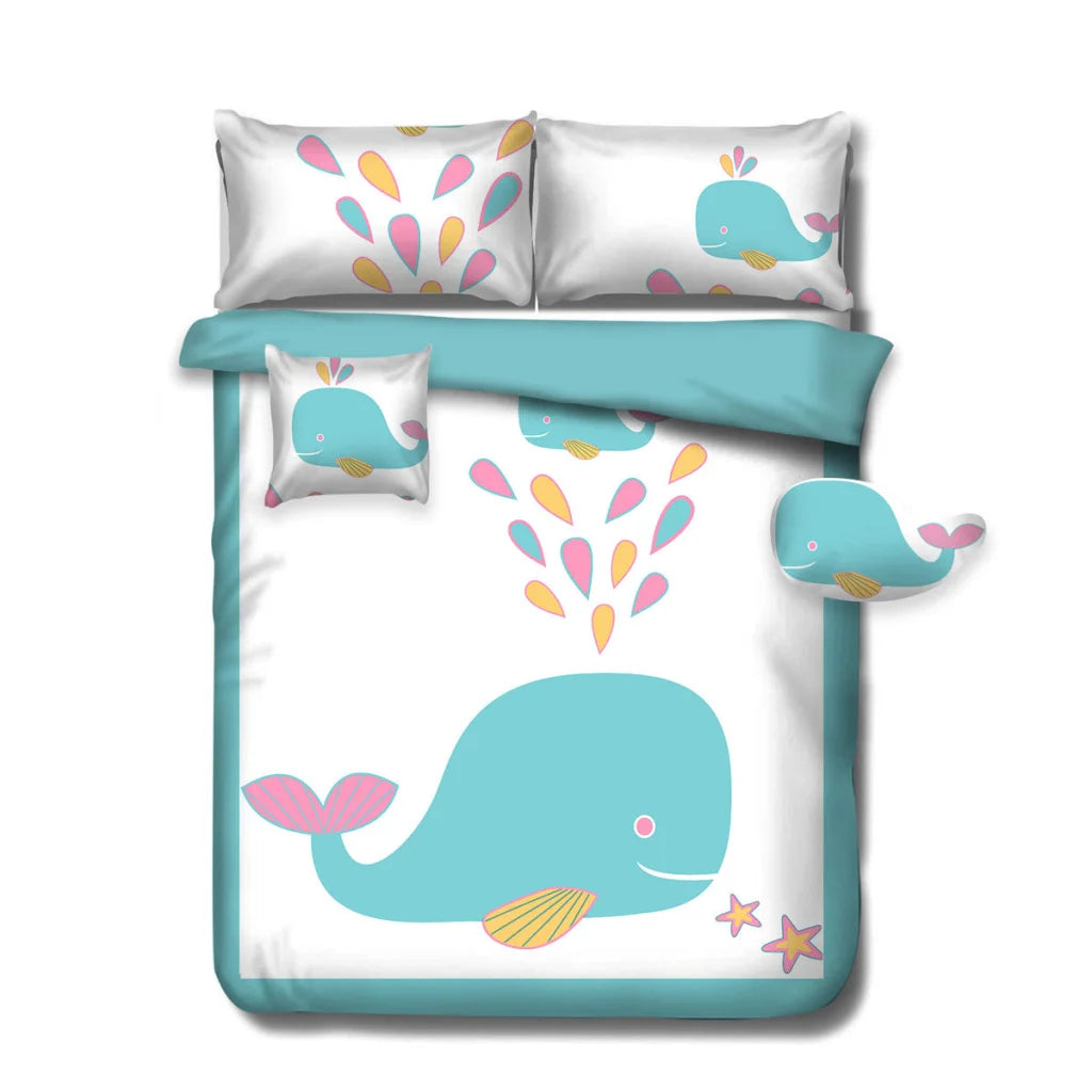 Comforter Set Ramesses Baby Blue Whale Kids Adventure 4 Pcs