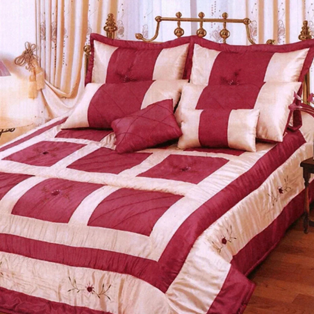 Comforter Set Ramesses Burgundy 7 Pcs - Queen - Home &