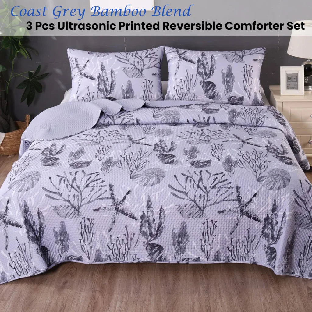 Comforter Set Ramesses Coast Grey 3PCS Bamboo Blend