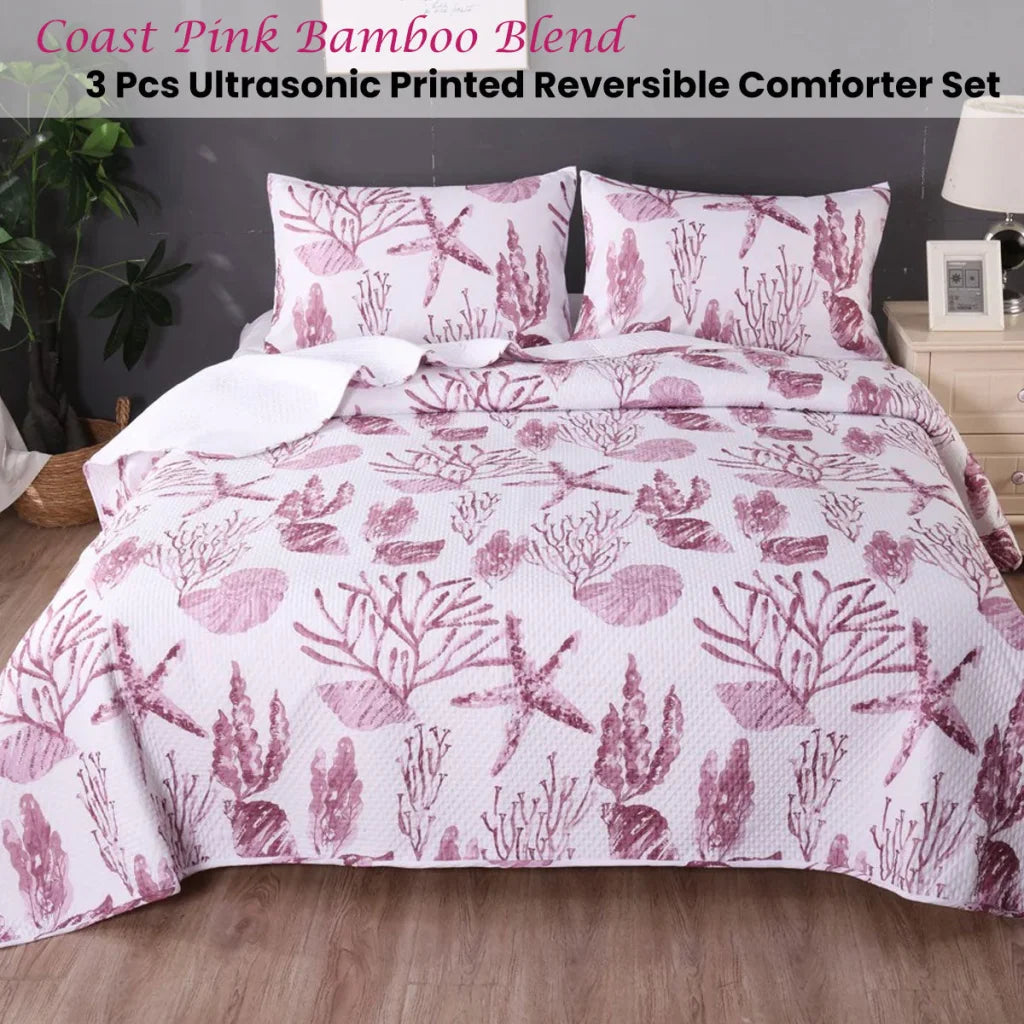 Comforter Set Ramesses Coast Pink 3PCS Bamboo Blend