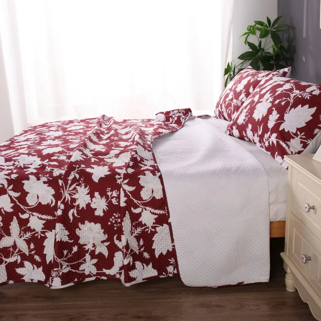 Comforter Set Ramesses Spring Red 3PCS Bamboo Blend