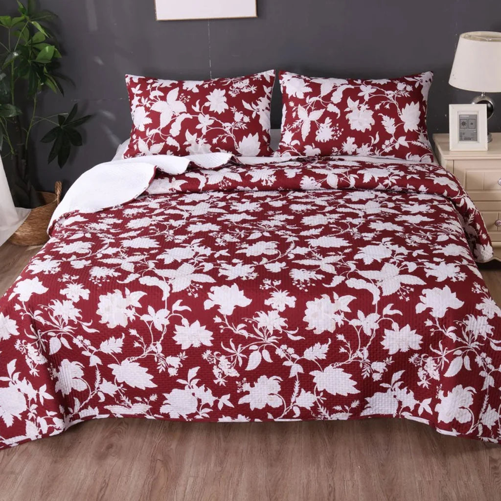 Comforter Set Ramesses Spring Red 3PCS Bamboo Blend