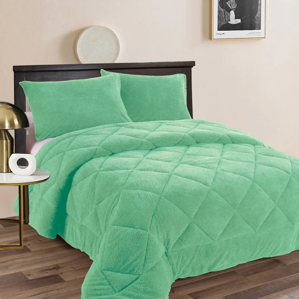 Comforter Set Ramesses Teddy Fleece 3 Pcs - Aqua (Frost)