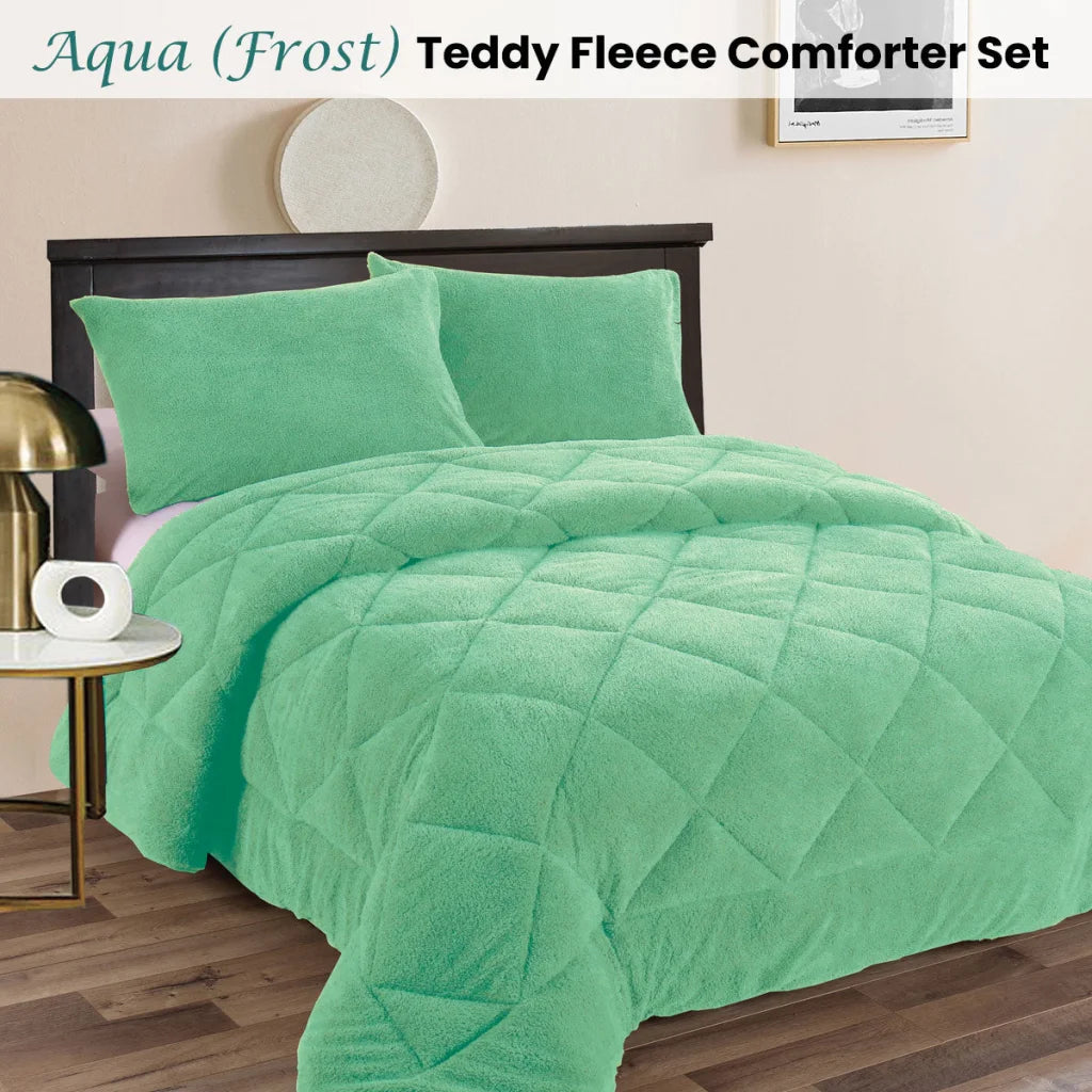 Comforter Set Ramesses Teddy Fleece 3 Pcs - Aqua (Frost)