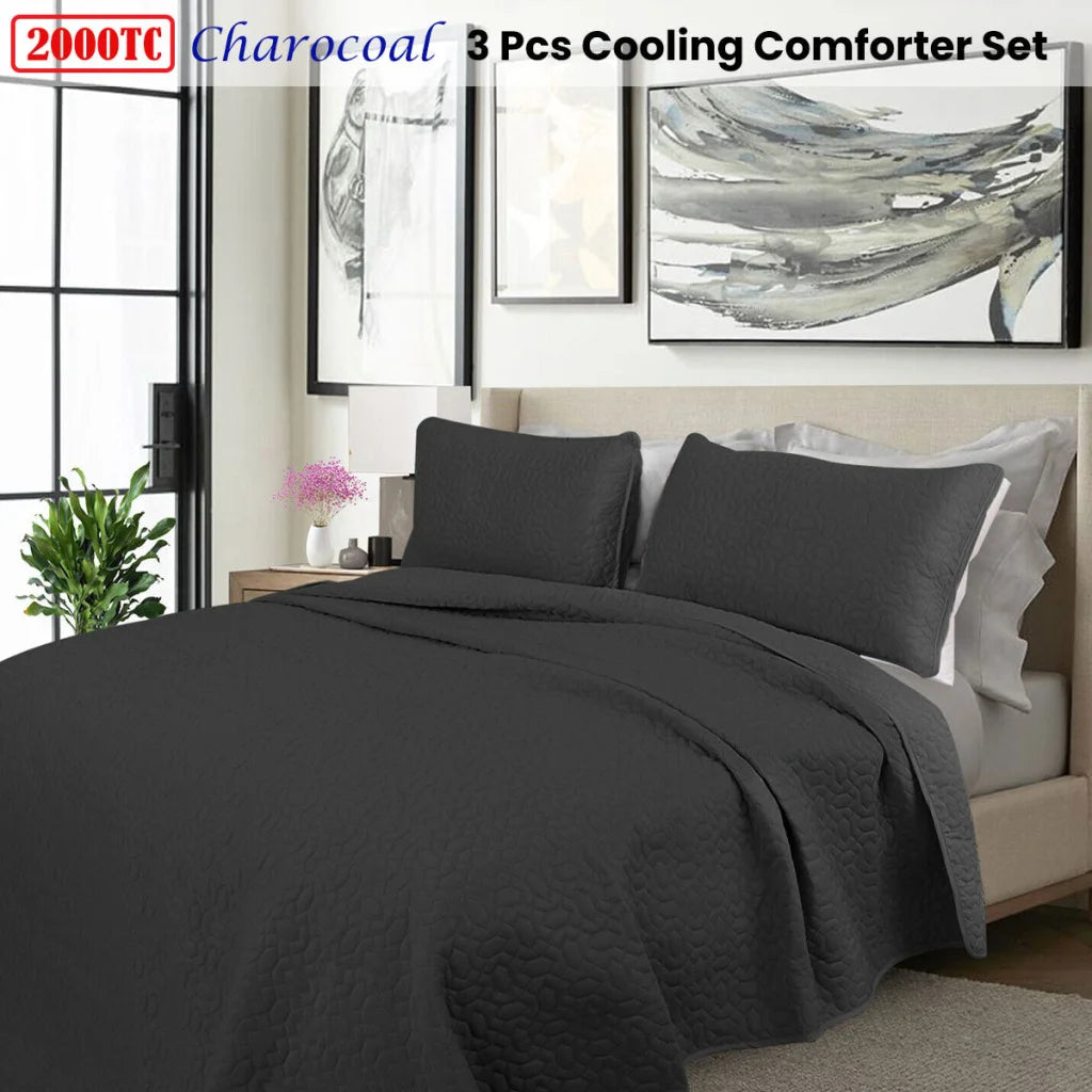 Comforter Set Shangri La 2000TC Charcoal Cooling
