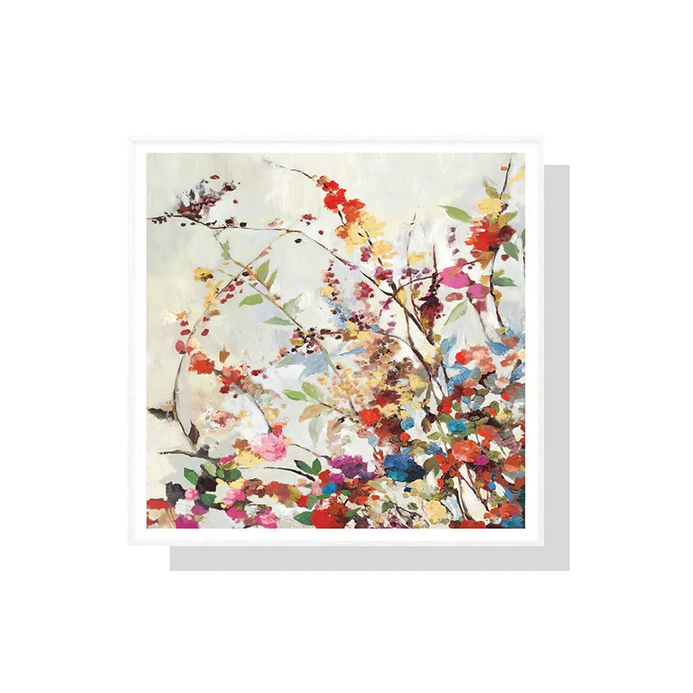 Coming Spring Square Size White Frame Canvas Wall Art 70cm