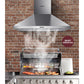 Silver 1200mm commercial bbq rangehood with caster wheels and side handle rail