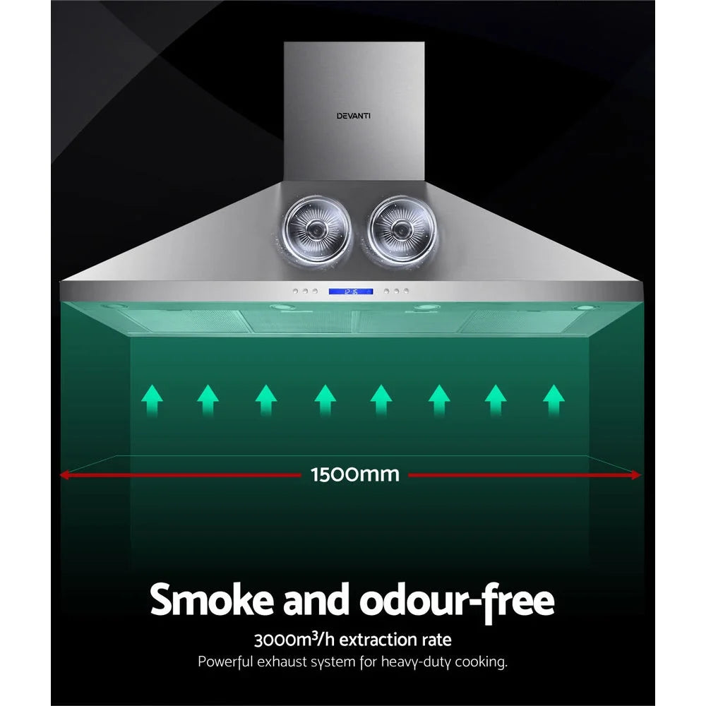 Commercial BBQ Rangehood 1500mm - Silver - Appliances