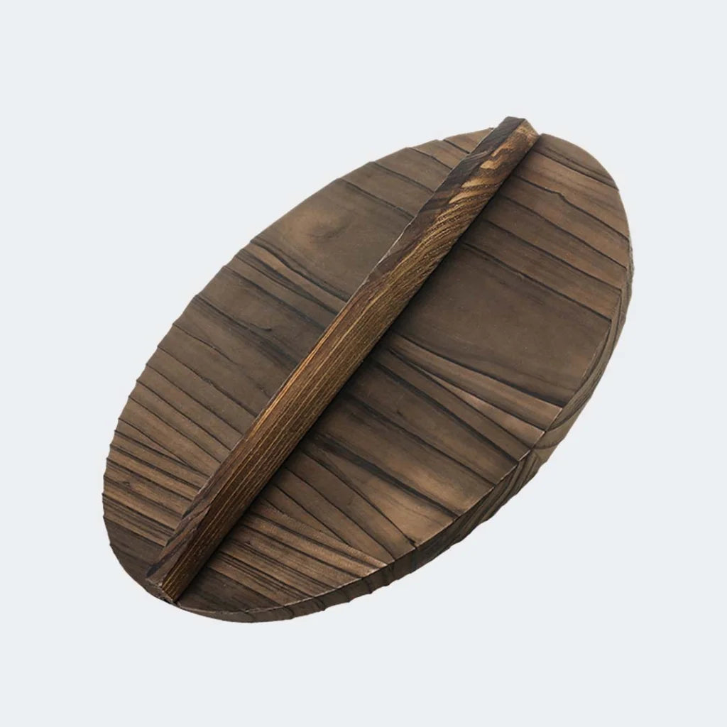 Commercial Cast Iron Wok Premium 36CM Fry Pan with Wooden Lid