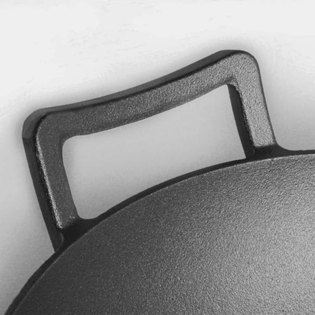 Commercial Cast Iron Wok Premium 36CM Fry Pan with Wooden Lid