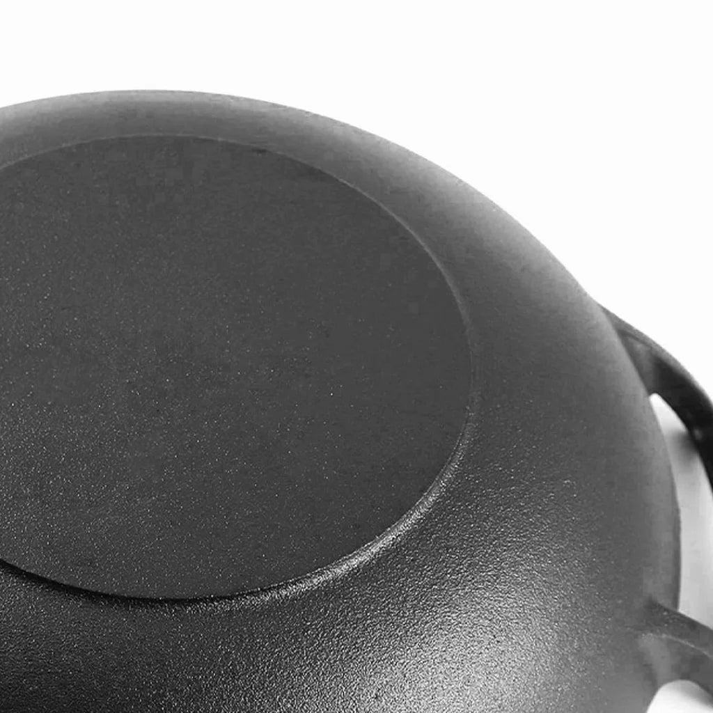 Commercial Cast Iron Wok Set Premium 2X 36CM Fry Pan with Wooden Lid