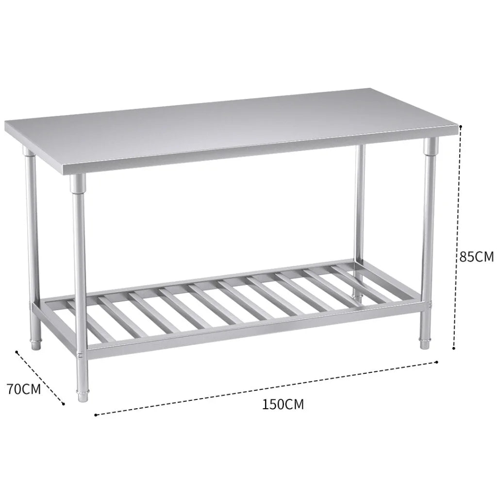 Commercial Catering Kitchen Prep Work Bench Table Stainless Steel 1507085cm - Premium