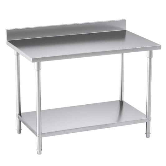 Commercial Catering Kitchen Prep Work Bench Table with Back-Splash Stainless Steel 1207085cm - Premium