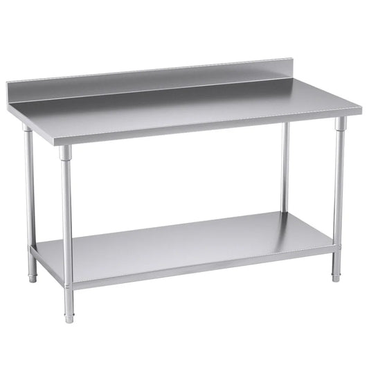 Commercial Catering Kitchen Prep Work Bench Table with Back-Splash Stainless Steel 1507085cm - Premium