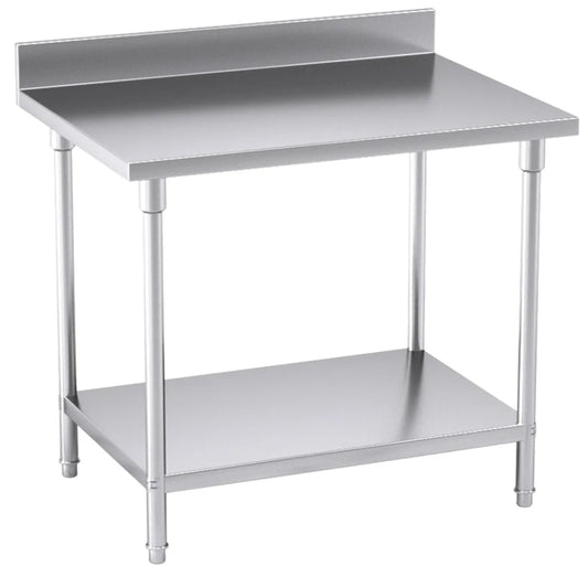Commercial Catering Kitchen Prep Work Bench Table with Back-Splash Stainless Steel 1007085cm - Premium