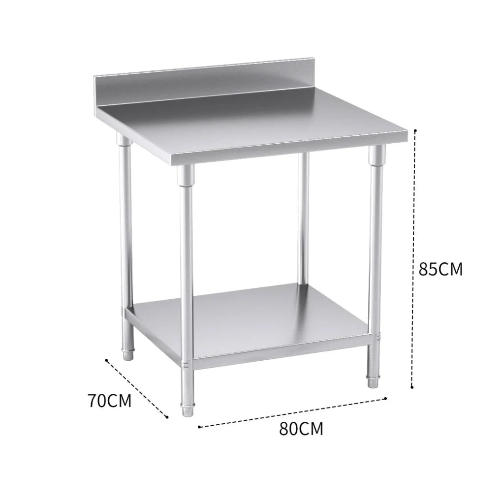 Commercial Catering Kitchen Prep Work Bench Table with Back-Splash Stainless Steel 807085cm - Premium