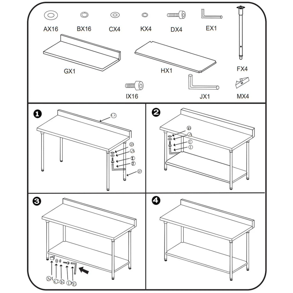 Commercial Catering Kitchen Prep Work Bench Table with Back-Splash Stainless Steel 1007085cm - Premium