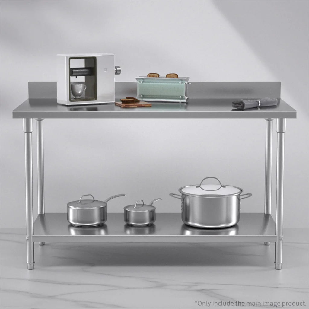 Commercial Catering Kitchen Prep Work Bench Table with Back-Splash Stainless Steel 1507085cm - Premium