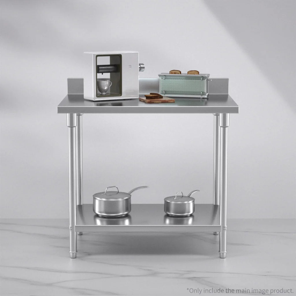 Commercial Catering Kitchen Prep Work Bench Table with Back-Splash Stainless Steel 1007085cm - Premium