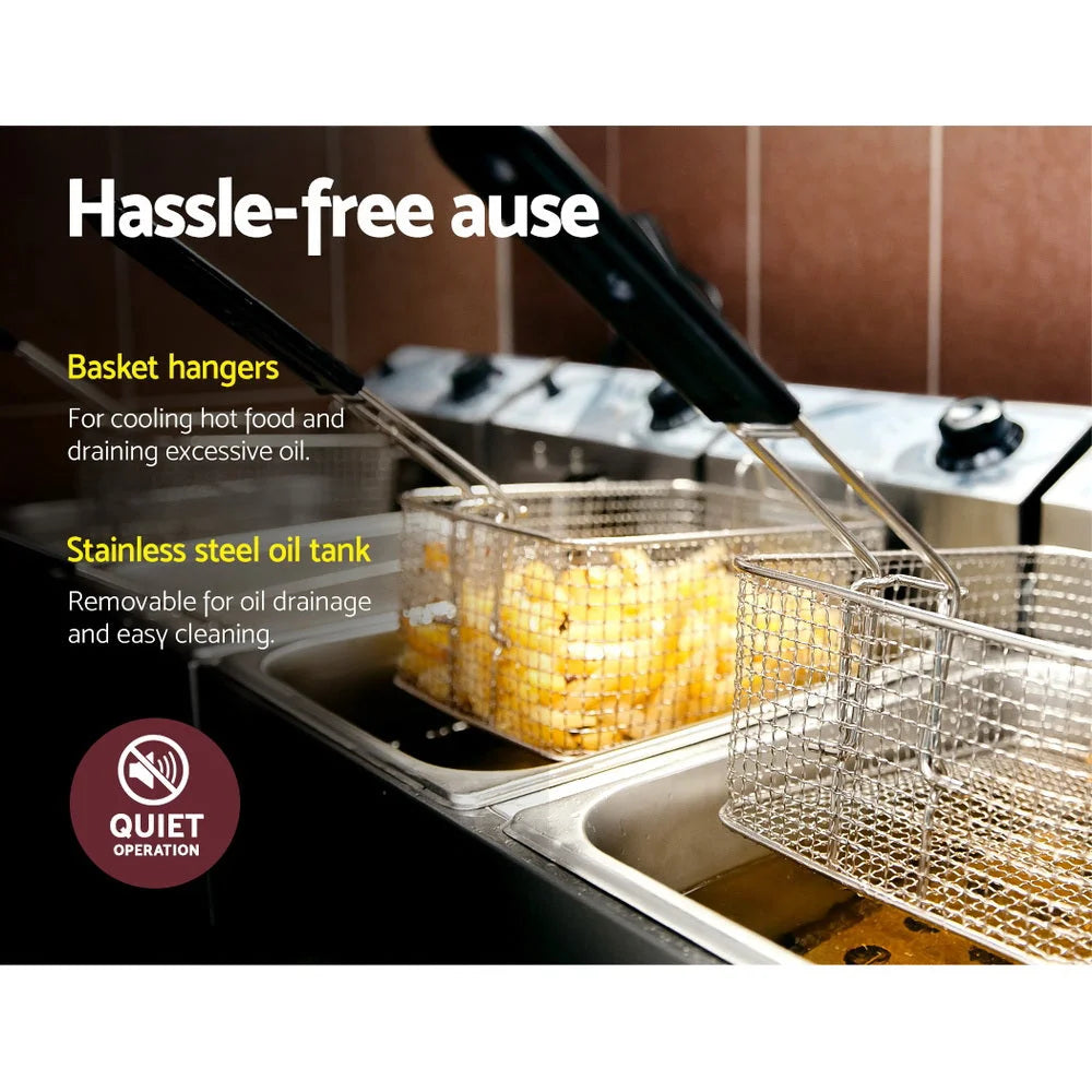 Commercial Deep Fryer Twin Frying Basket Chip Cooker