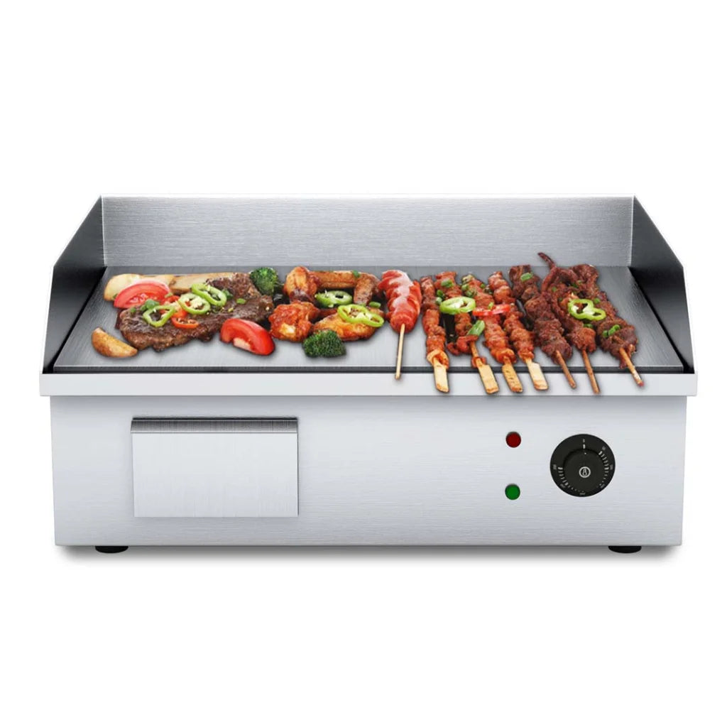 Commercial Flat Griddle Grill Premium 2200W Stainless Steel BBQ Hot Plate 56x48x23cm