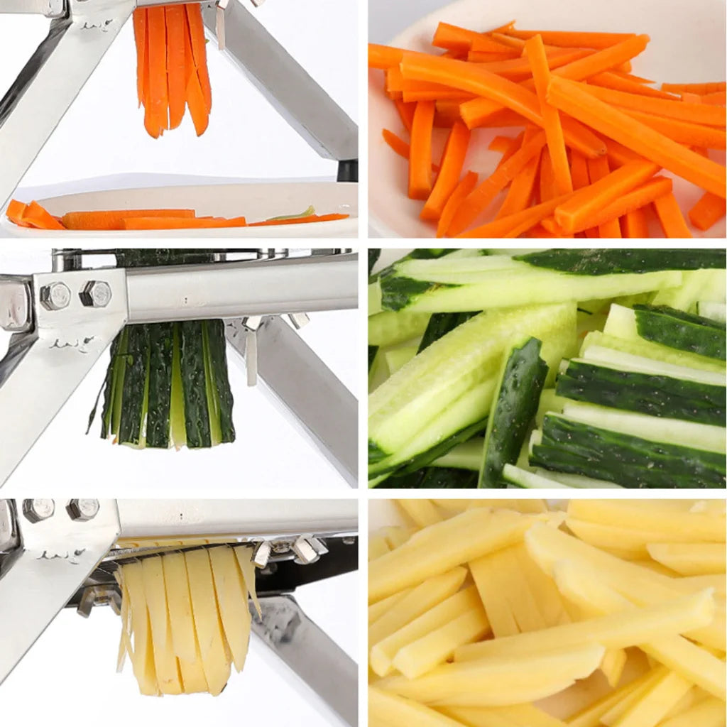 Commercial French Fry Cutter Premium Stainless Steel Potato Vegetable Slicer with 3 Blades