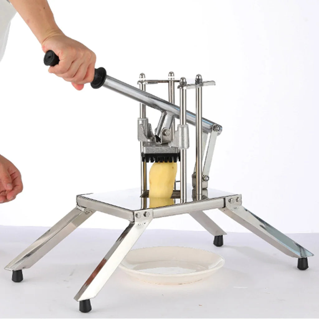 Commercial French Fry Cutter Premium Stainless Steel Potato Vegetable Slicer with 3 Blades