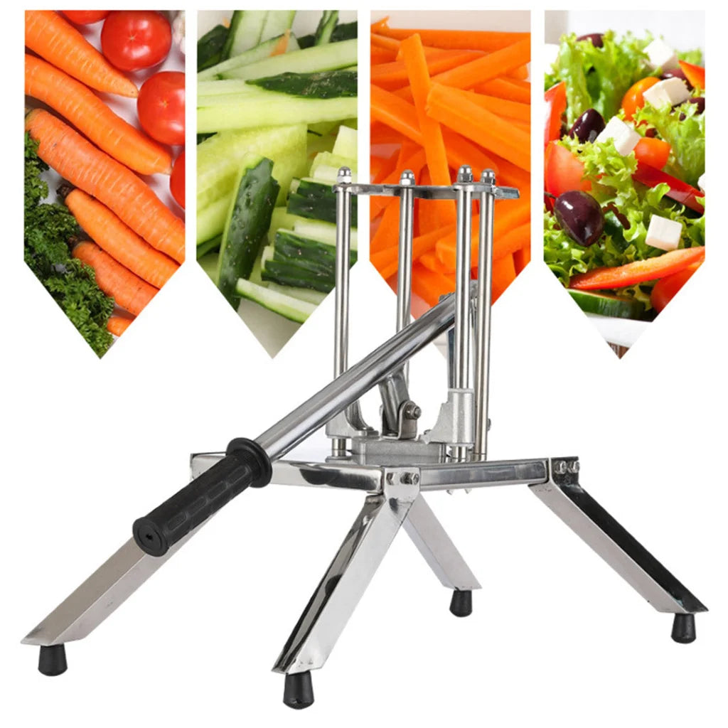 Commercial French Fry Cutter Premium Stainless Steel Potato Vegetable Slicer with 3 Blades
