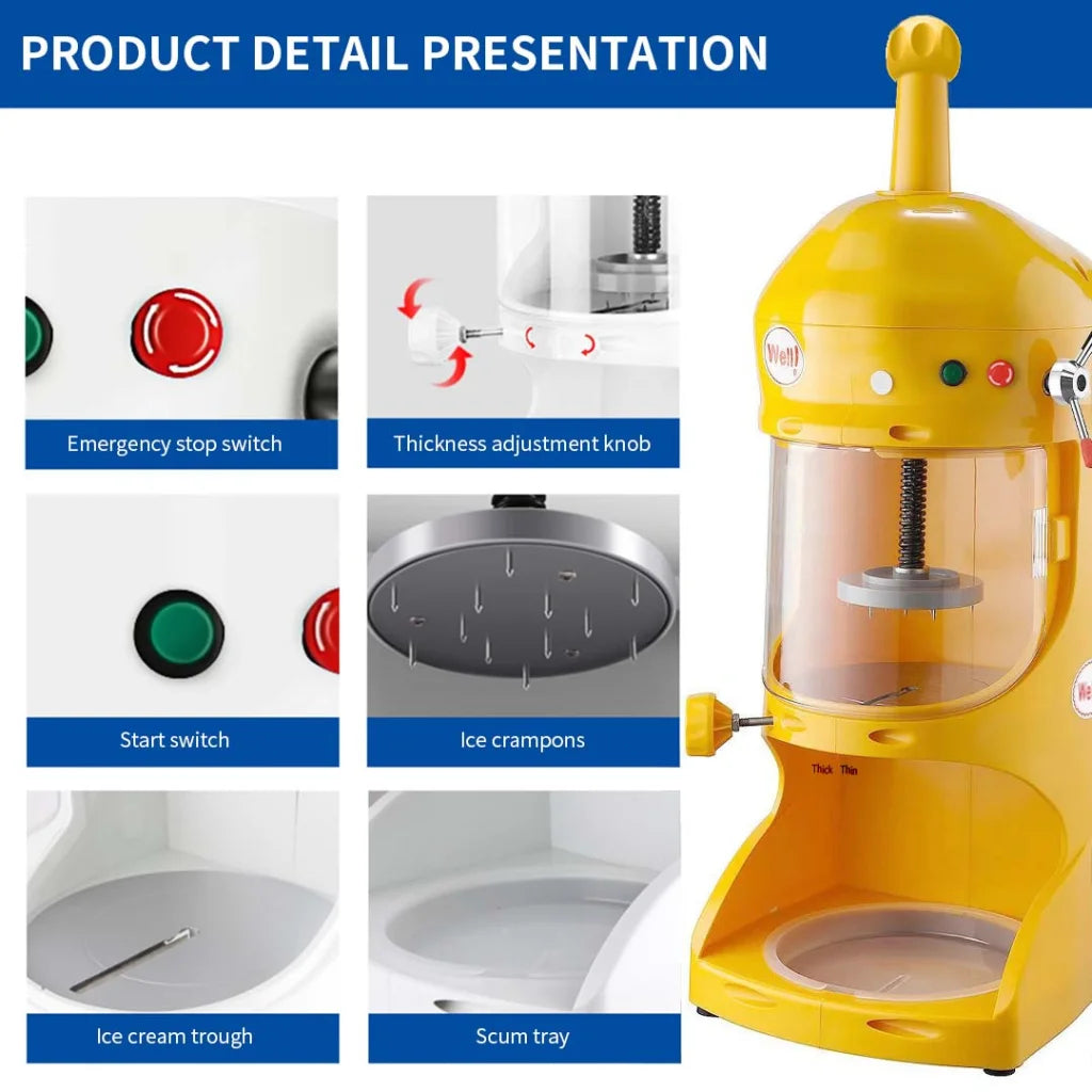 Commercial Ice Crusher Premium 300W Automatic Snow Cone Shaver Machine