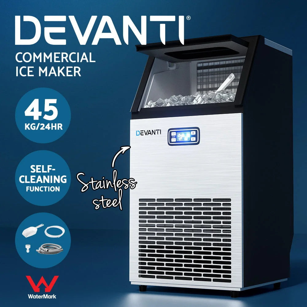 Commercial Ice Maker Machine 45kg Cube Tray Bar Stainless