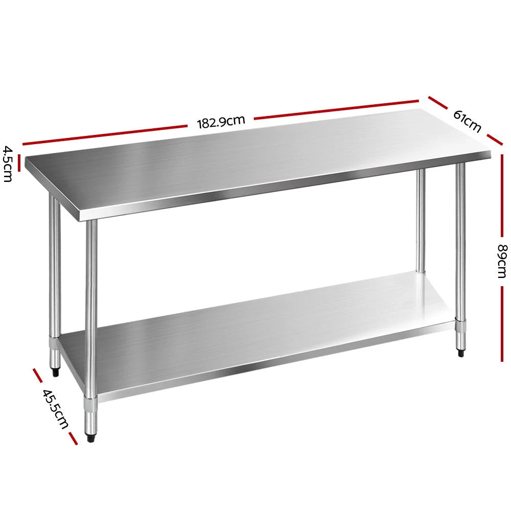 Commercial Kitchen Bench Stainless Steel 1829 x 610mm