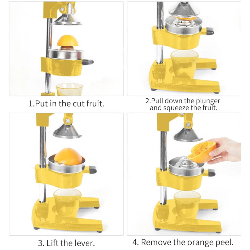 Commercial Manual Juicer Set Premium 2X Hand Press Juice Extractor Squeezer Orange Citrus - Yellow