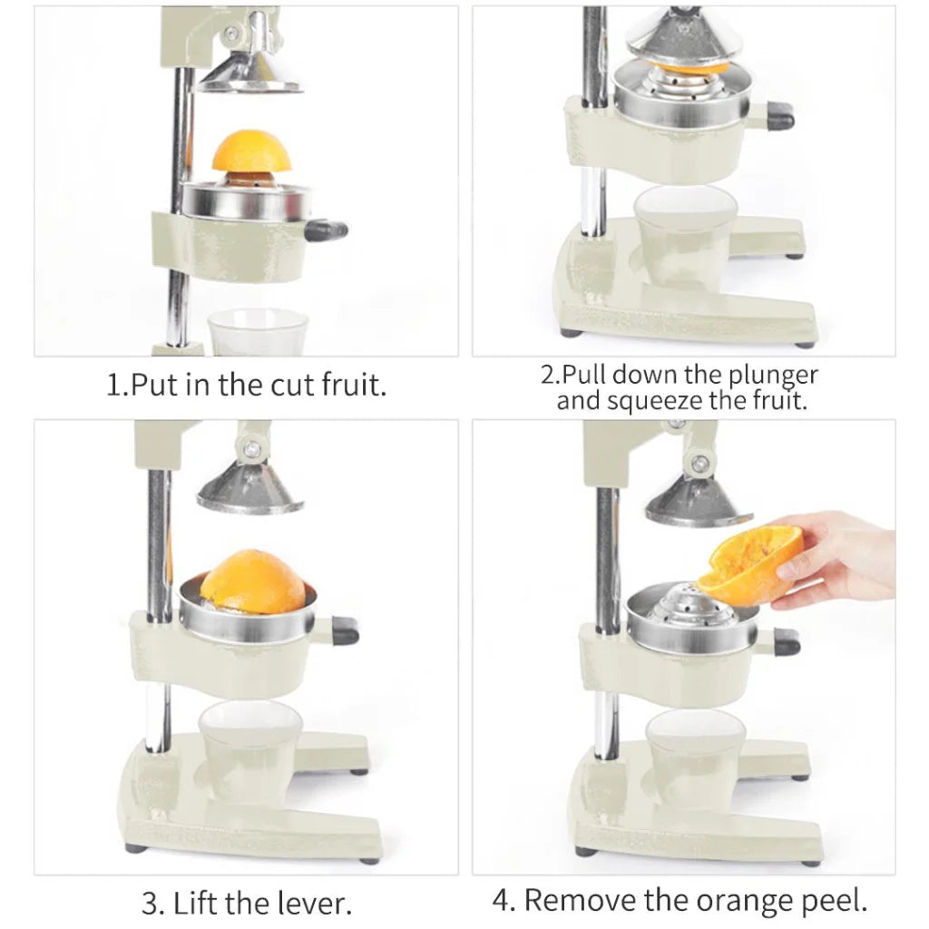 Commercial Manual Juicer Set Premium 2X Hand Press Juice Extractor Squeezer Orange Citrus - White