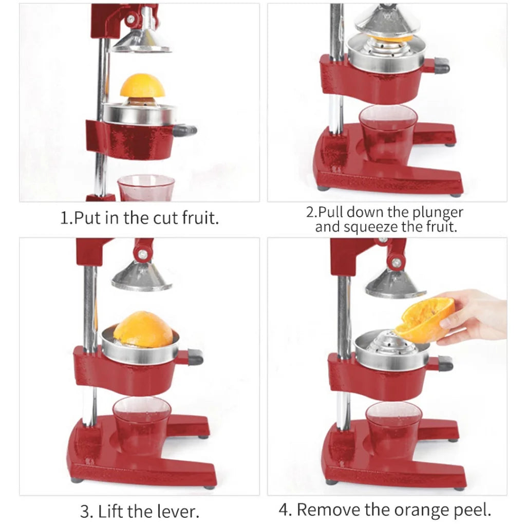 Commercial Manual Juicer Set Premium 2X Hand Press Juice Extractor Squeezer Orange Citrus - Red