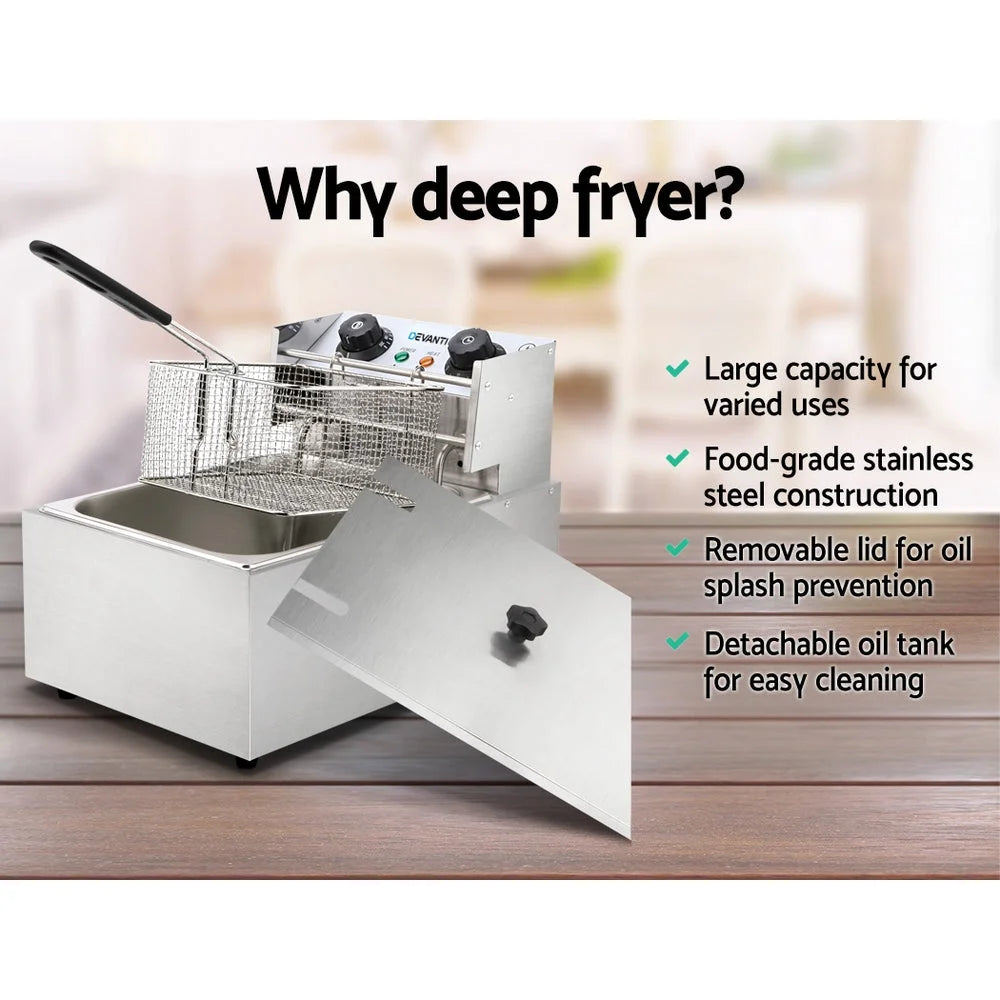 Commercial Single Deep Fryer - Silver - Appliances