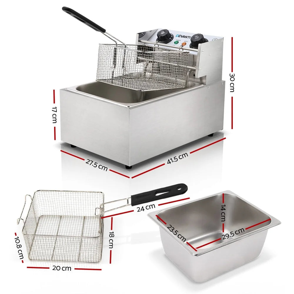 Commercial Single Deep Fryer - Silver - Appliances