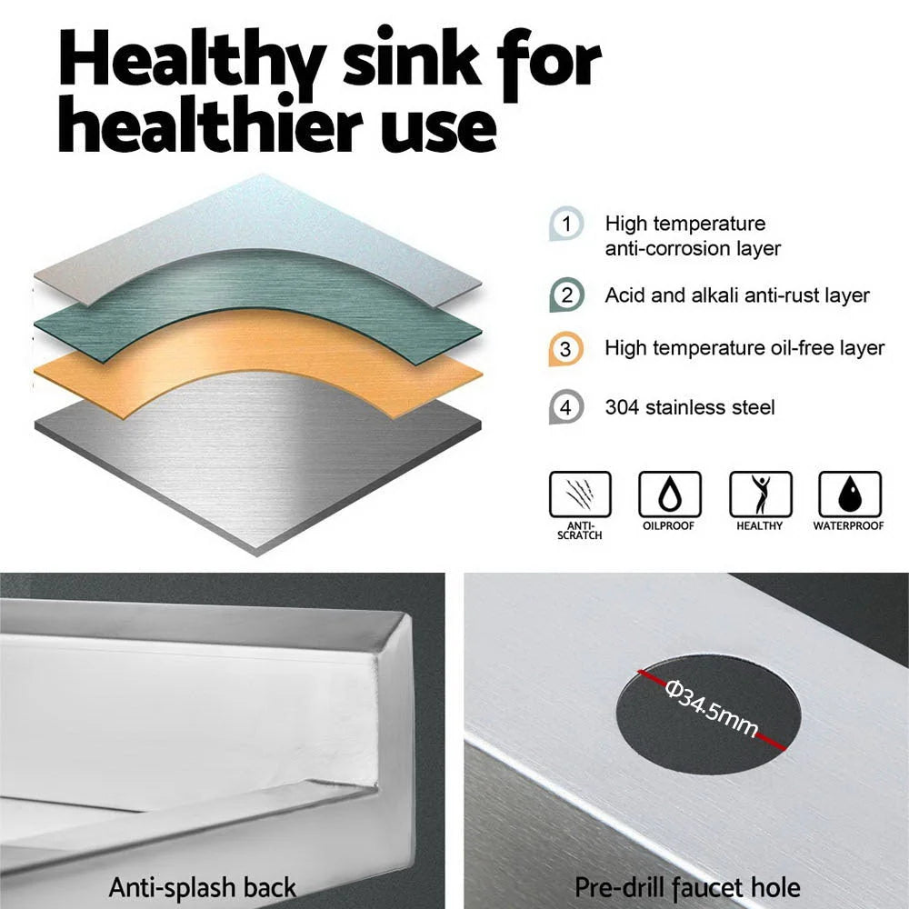 Commercial Stainless Steel Sink Bench 100x60cm - Cefito